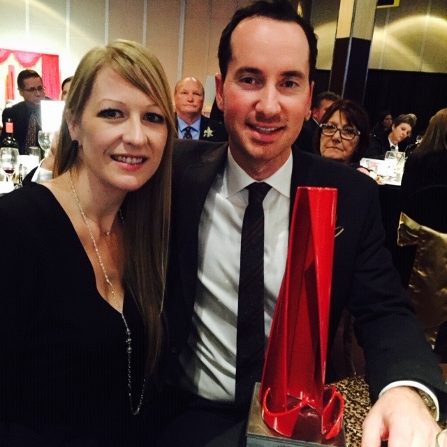 Steve and Alyssa McKenna with the 2015 ABEX Young Entrepreneur of the Year award
